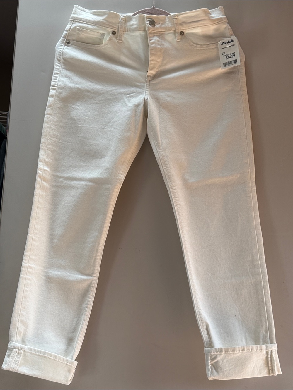 Lucky Brand Slim Fit White Crop Womens Jeans Sz 8 Cuff NWT Easy Style Stretchy